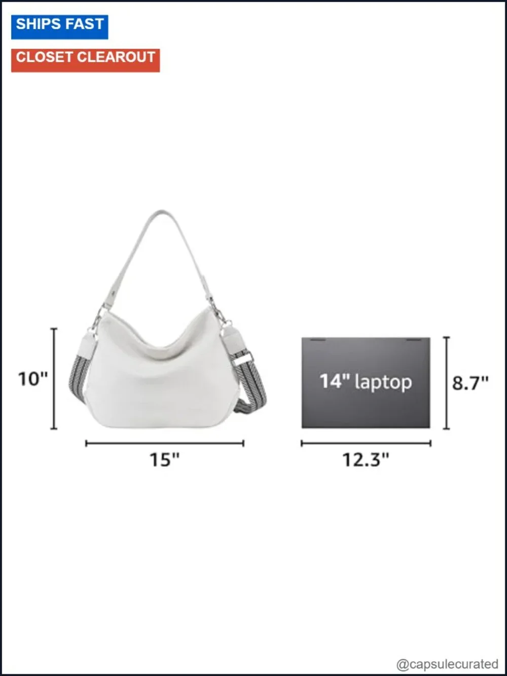 Medium Hobo Shoulder Bag - Faux Leather, Detachable Strap, Lightweight